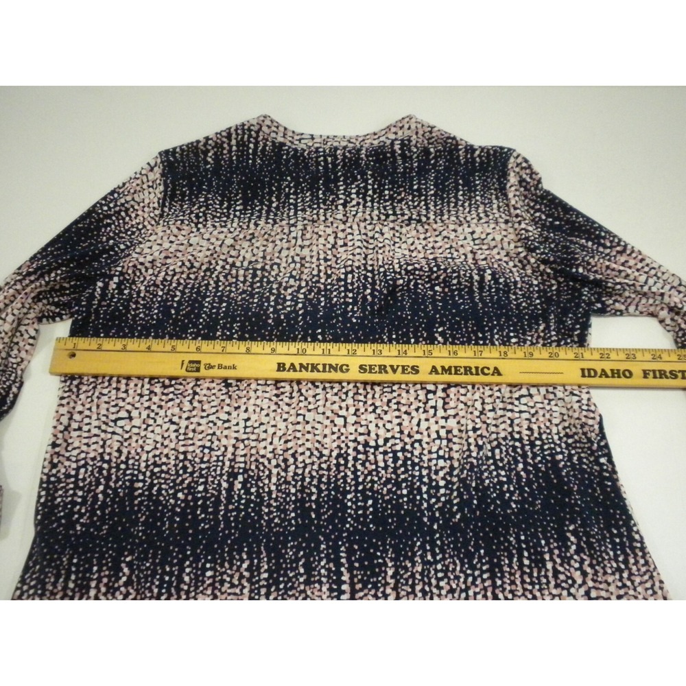 Cocomo Top 1X Blue Pink Seersucker 1/4 Zip Roll Tab Sleeve Pockets Stretch - Picture 8 of 13